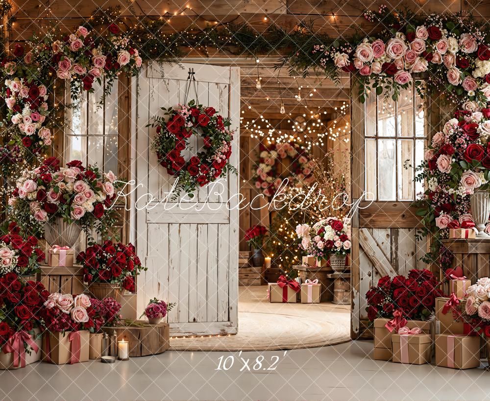 Kate Valentine Bokeh Gifts Roses Fleece Backdrop Designed by Emetselch