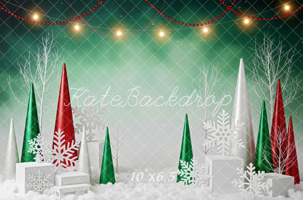 Kate Christmas Snowflakes Trees Lights Backdrop Designed by Patty Roberts