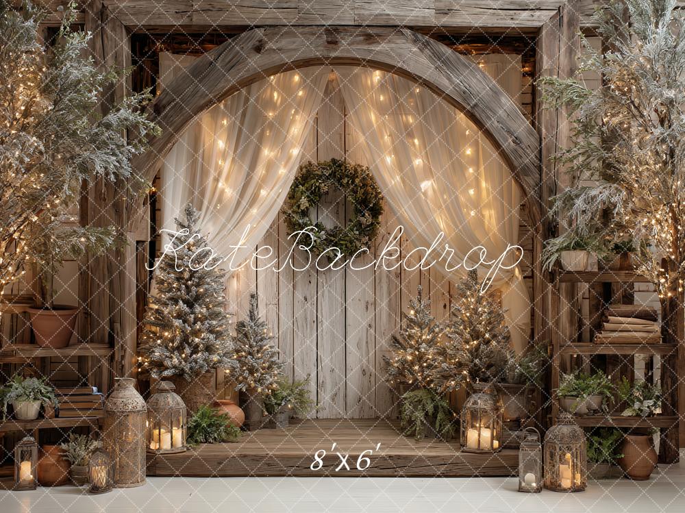 Kate Christmas Rustic Archway Trees Backdrop Designed by Ashley Paul