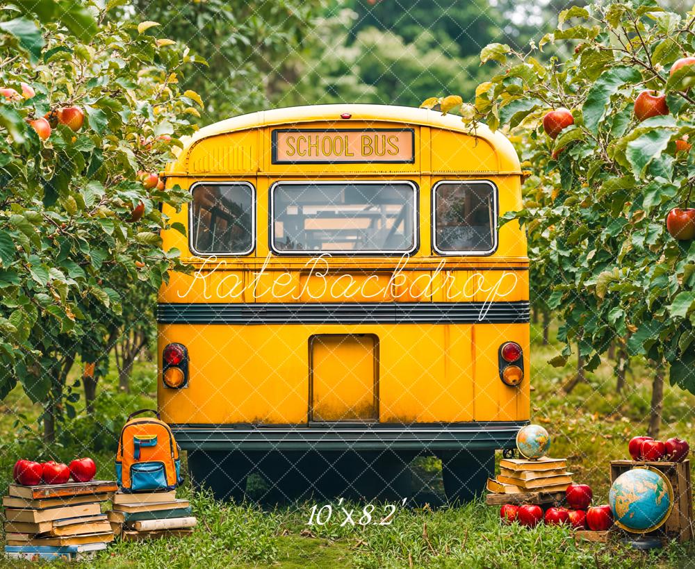 Kate Back To School Bus Apple Orchard Backdrop Designed by Emetselch - Kate Backdrop AU