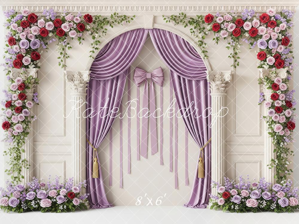Kate Flower Arch Purple Drapes Backdrop Designed by Patty Roberts