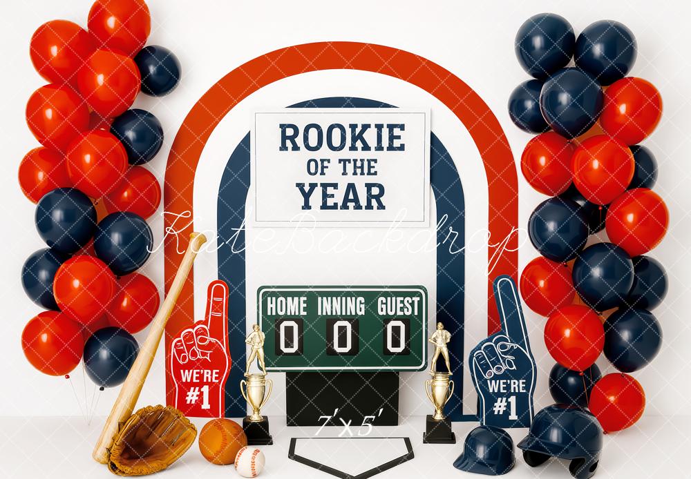 Kate Rookie Of The Year Baseball Balloons Backdrop Designed by Patty Roberts - Kate Backdrop AU