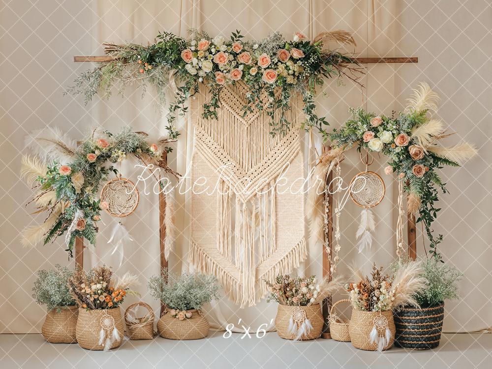 Kate Boho Macrame Dreamcatcher Flowers Backdrop Designed by Emetselch
