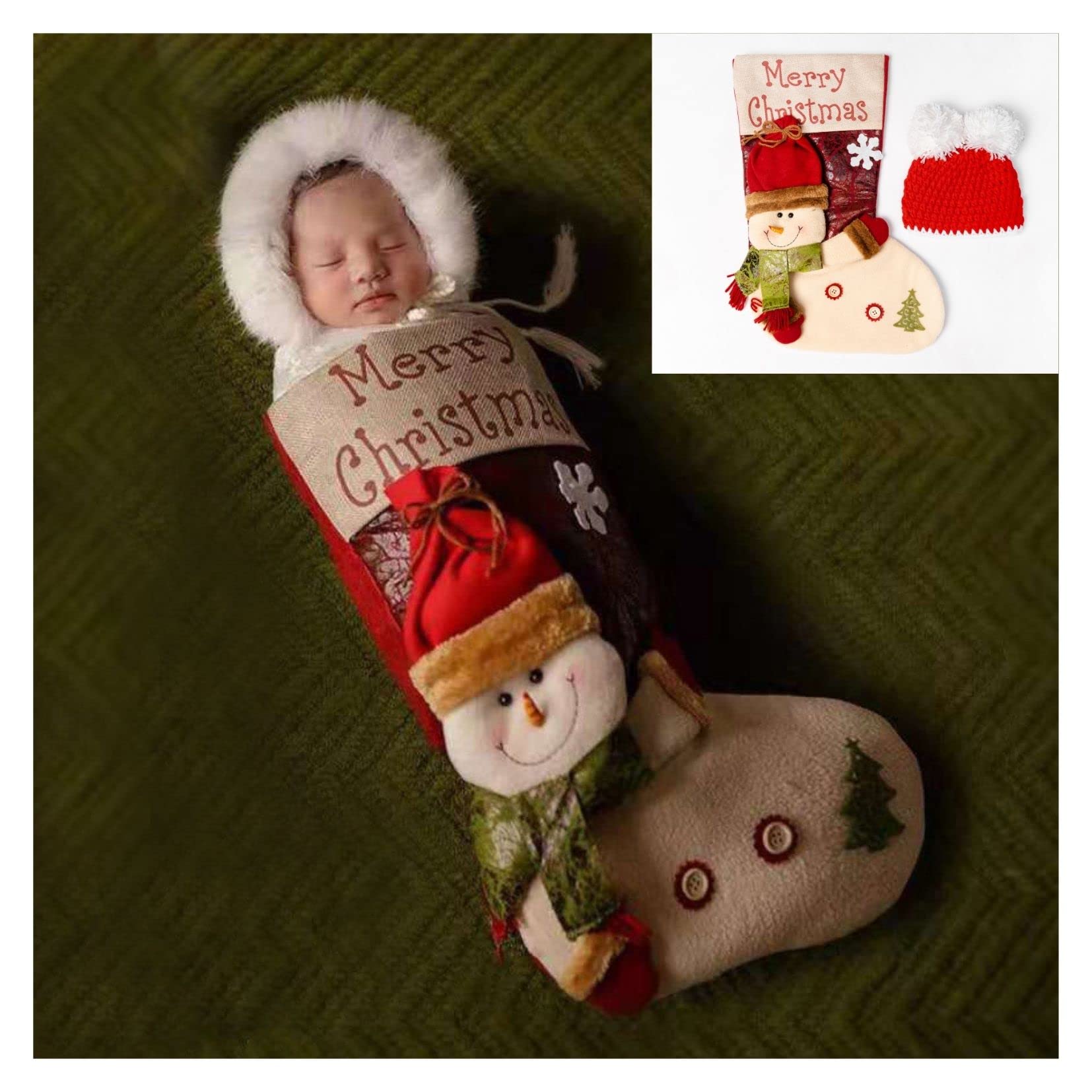 Kate Christmas Newborn Photography Props Baby Photo Outfits Christmas Photo Costume for Baby Red - Kate Backdrop AU