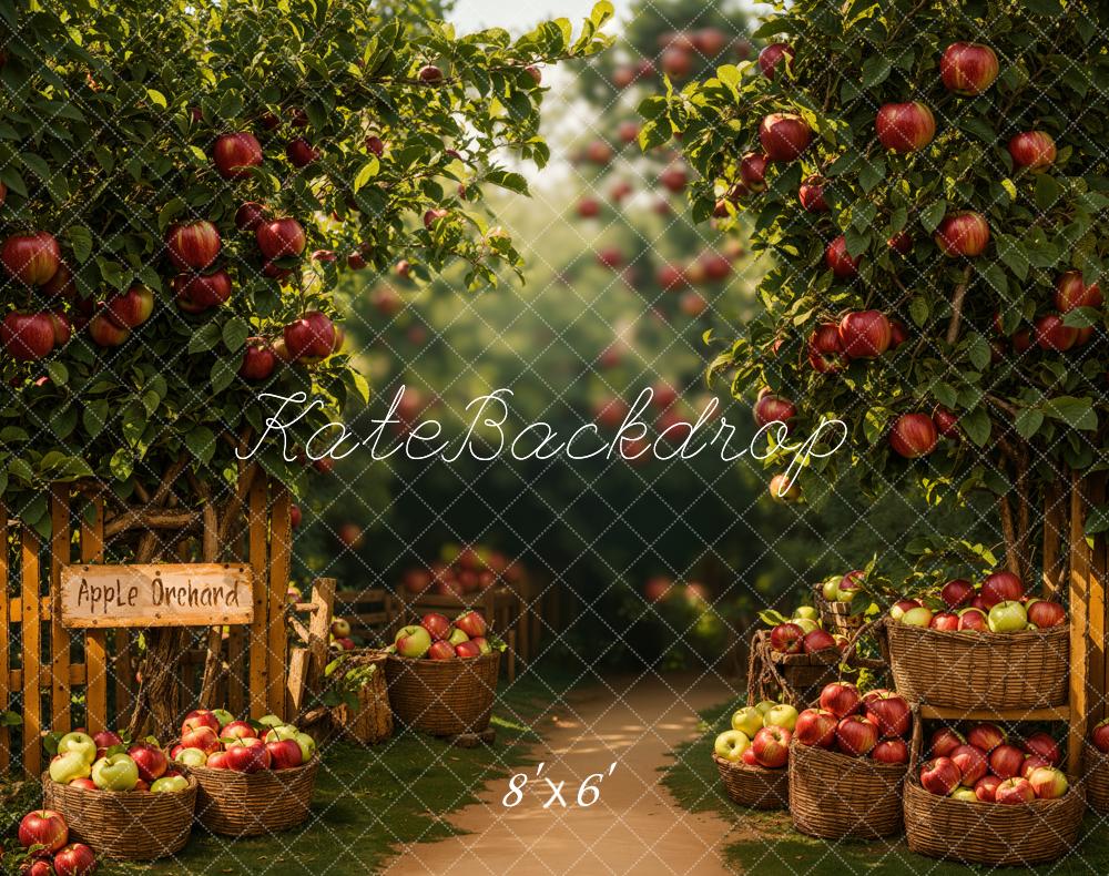 Kate Apple Orchard Pathway Baskets Fleece Backdrop Designed by Emetselch