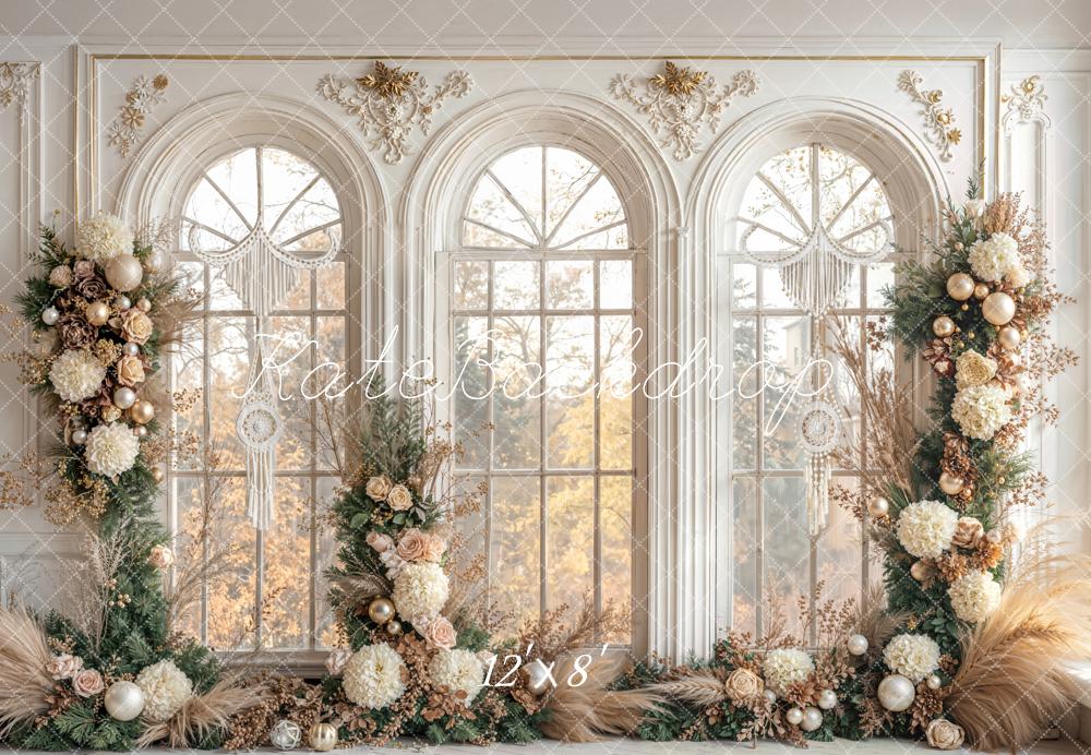 Kate Flower Arch Windows Fleece Backdrop Designed by Emetselch - Kate Backdrop AU