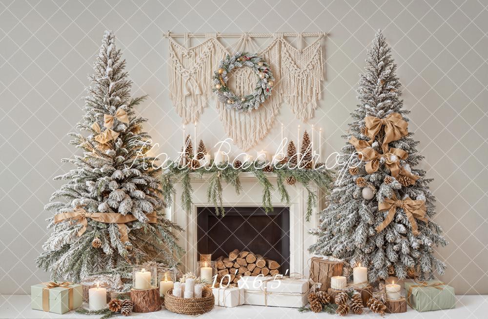 Kate Christmas Trees Fireplace Backdrop Designed by Emetselch - Kate Backdrop AU