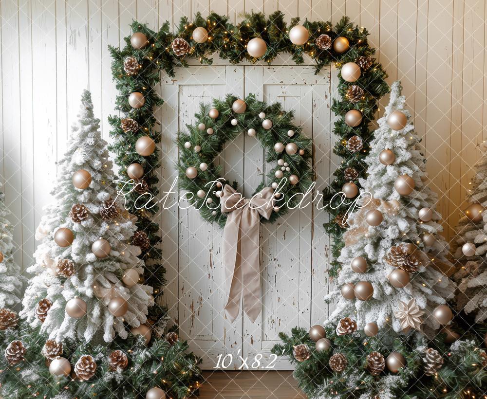 Kate Christmas Trees Wreath Door Backdrop Designed by Mini MakeBelieve - Kate Backdrop AU