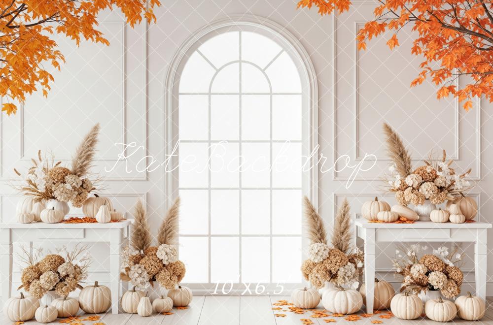Kate Autumn White Pumpkins Arch Backdrop Designed by Patty Roberts