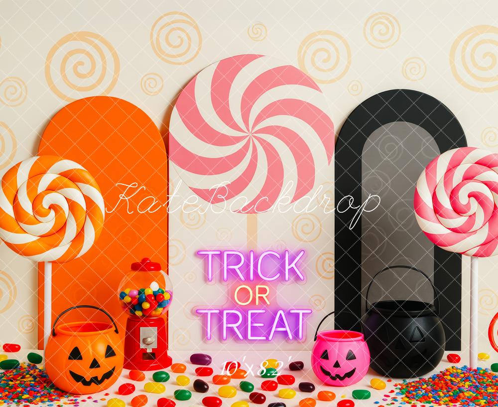 Kate Halloween Lollipops Candy Pumpkins Backdrop Designed by Patty Roberts - Kate Backdrop AU