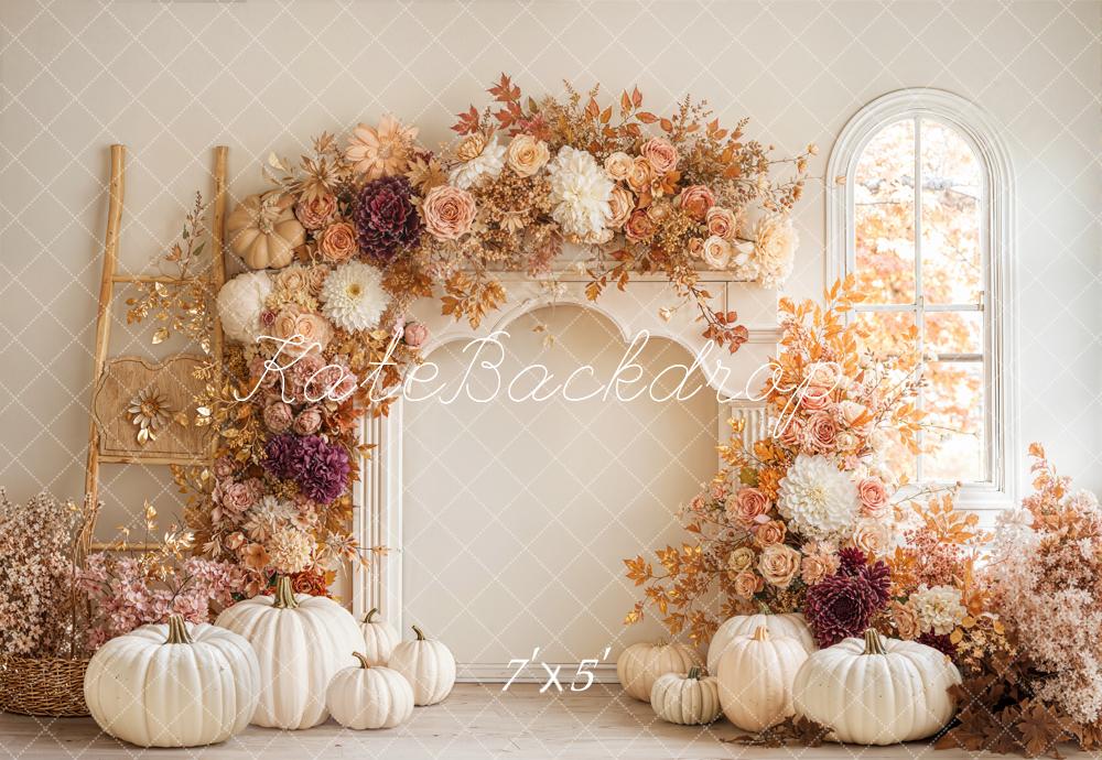 Kate Autumn Flower Arch Pumpkins Backdrop Designed by Emetselch