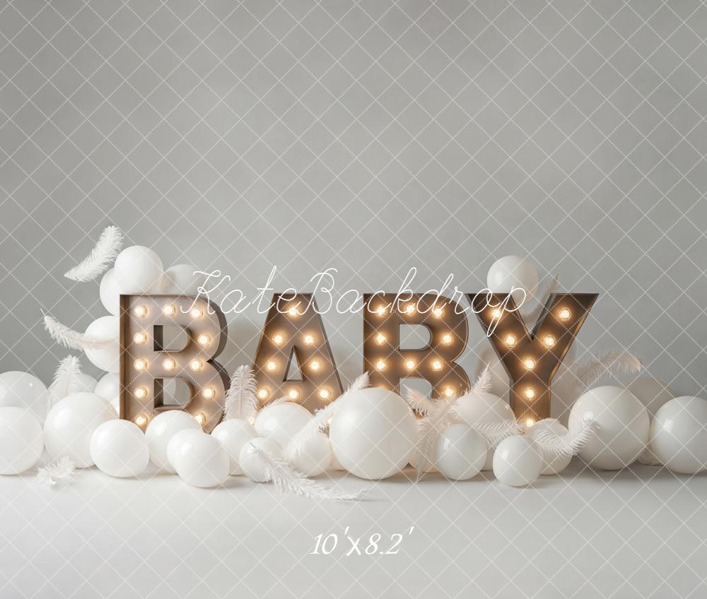 Kate Baby Marquee Letters Balloons Fleece Backdrop Designed by Emetselch