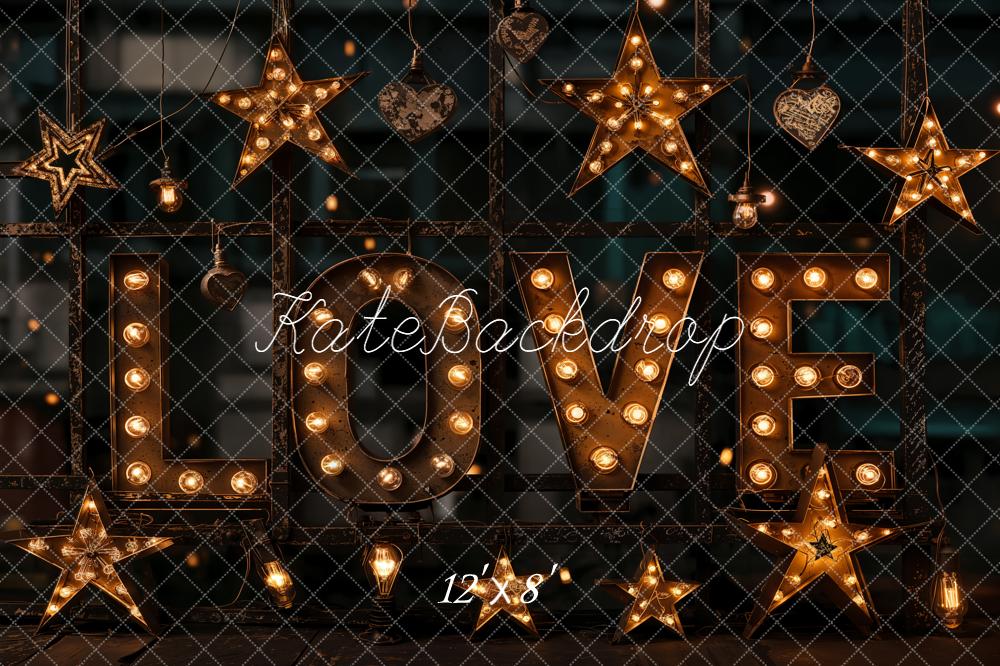 Kate Love Letters Star Lights Fleece Backdrop Designed by Emetselch