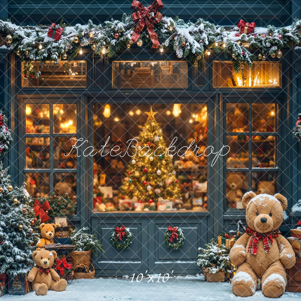 Kate Christmas Toy Shop Window Teddy Bears Backdrop Designed by Chain - Kate Backdrop AU