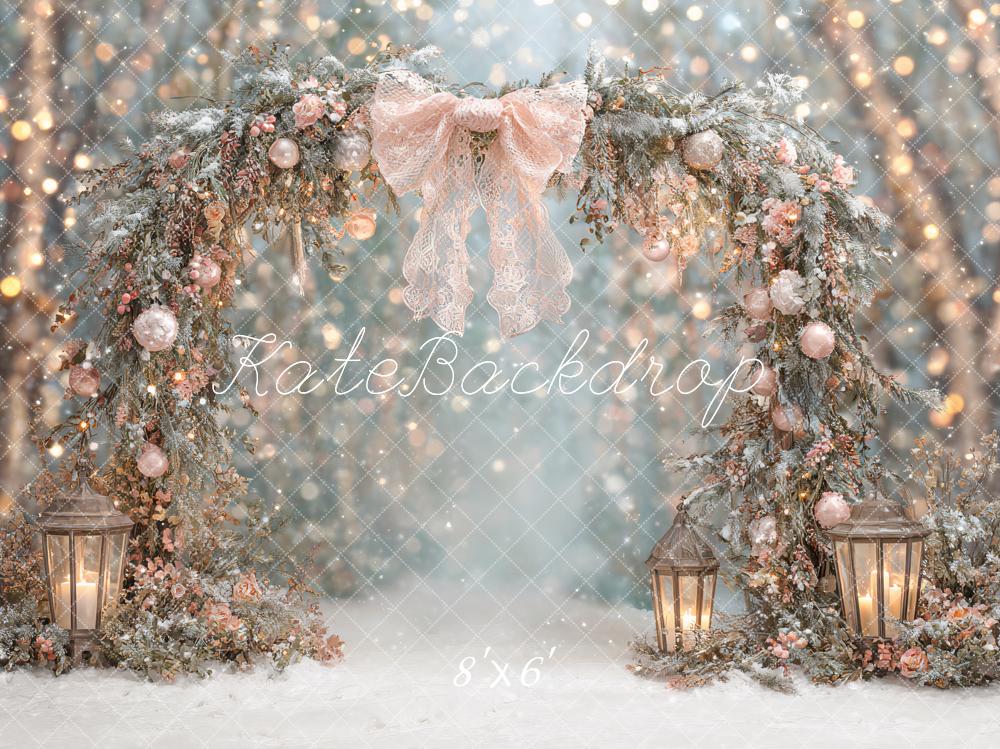 Lightning Deals-C1 Kate Flower Arch Bokeh Snowy Backdrop Designed by Ashley Paul