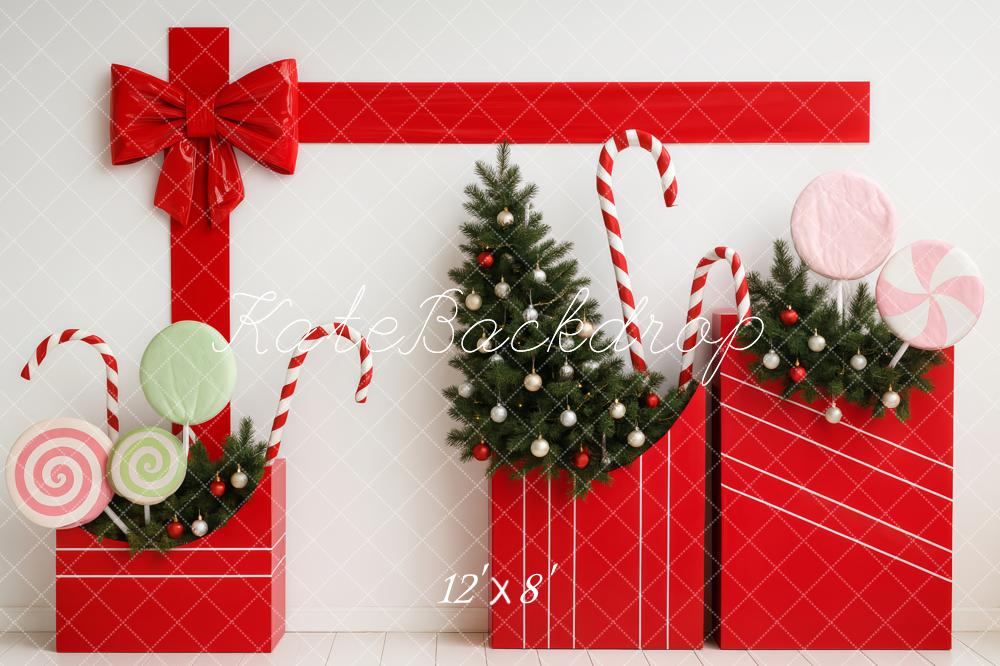 Kate Christmas Gift Lollipops Candy Canes Red Backdrop Designed by Patty Roberts