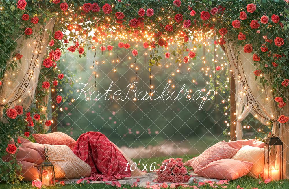 Kate Flower Cushions Fairy Lights Backdrop Designed by Chain