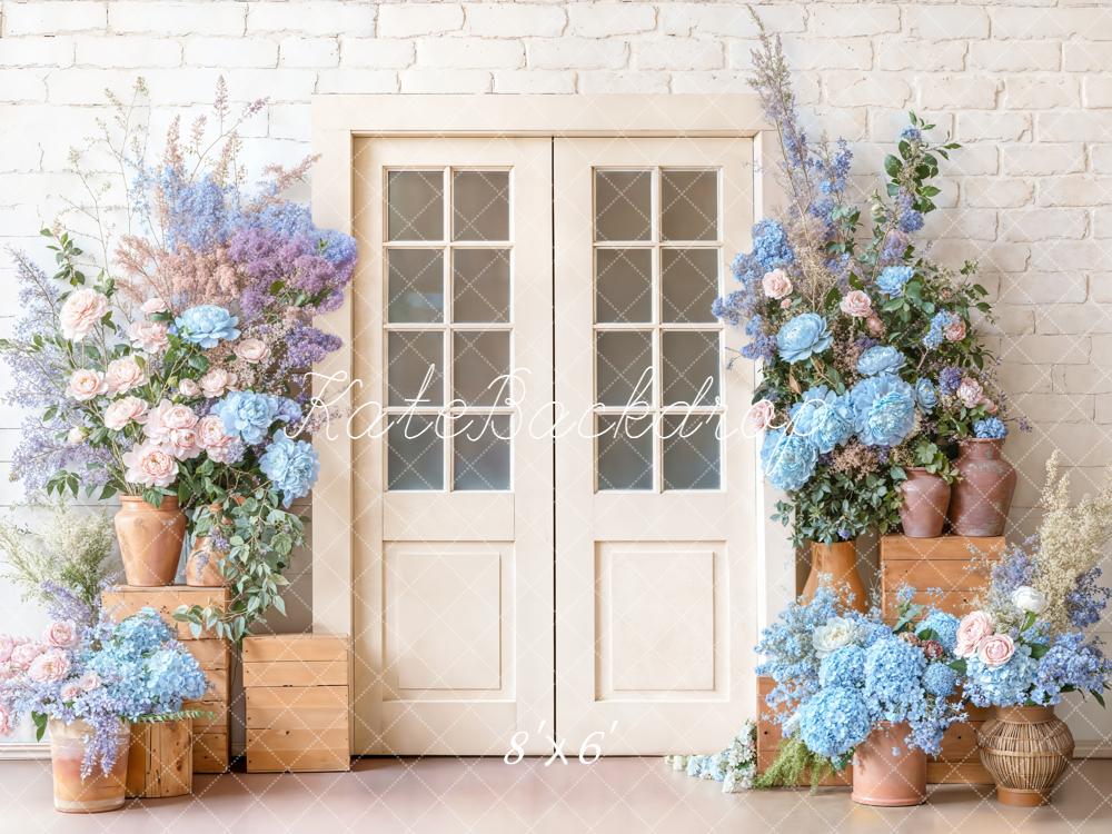 Kate White Door Flowers Wooden Crates Backdrop Designed by Emetselch
