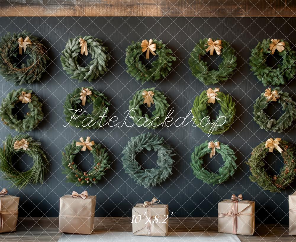Kate Christmas Wreaths Gifts Wall Backdrop Designed by Patty Roberts - Kate Backdrop AU
