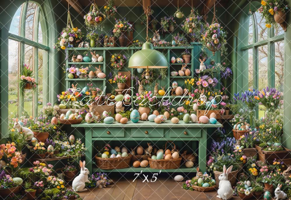 Kate Easter Bunny Eggs Greenhouse Backdrop Designed by Emetselch