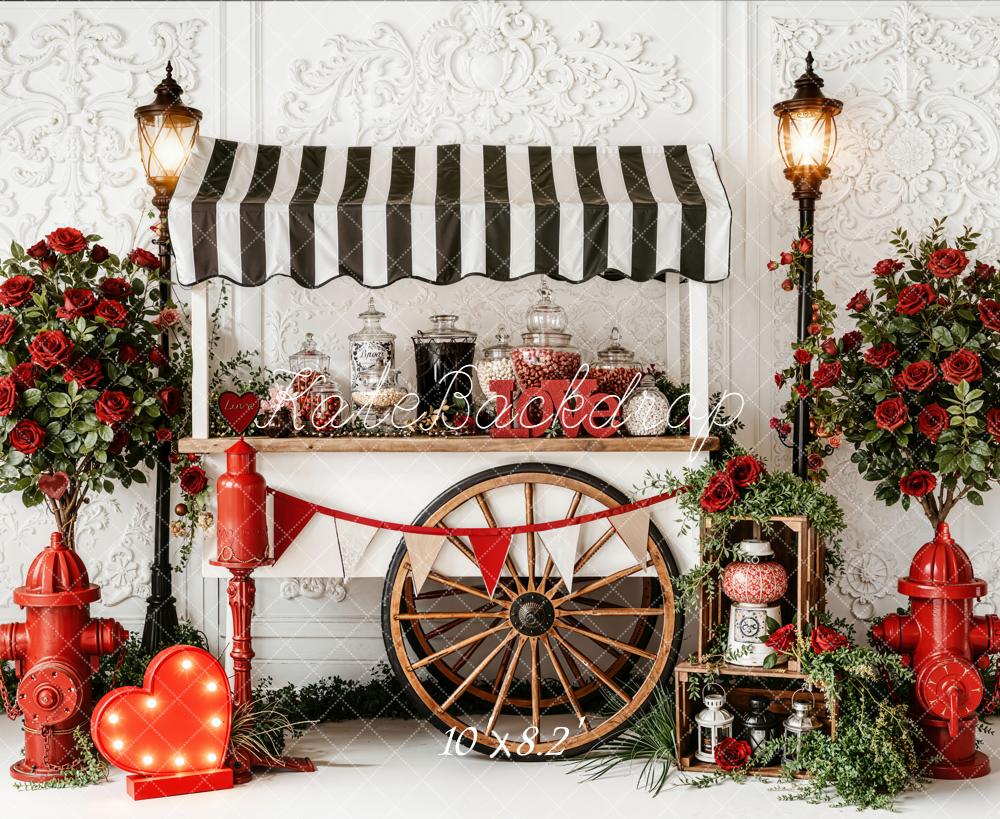 Kate Valentine Candy Cart Hydrants Backdrop Designed by Emetselch