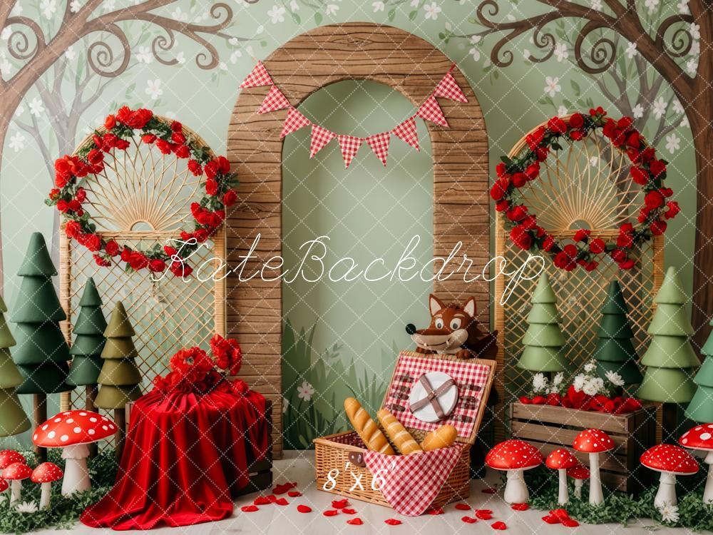 Kate Fairy Forest Picnic Wolf Mushrooms Backdrop Designed by Patty Roberts - Kate Backdrop AU