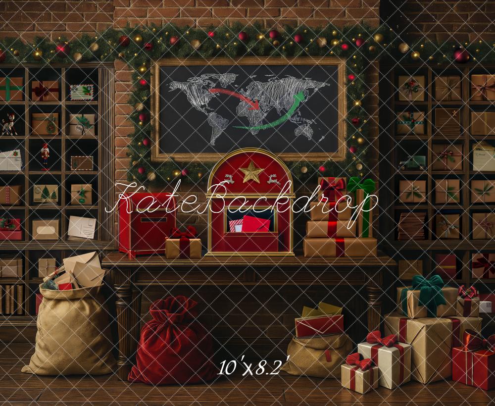 Kate Christmas Gift Workshop Map Backdrop Designed by Mini MakeBelieve - Kate Backdrop AU