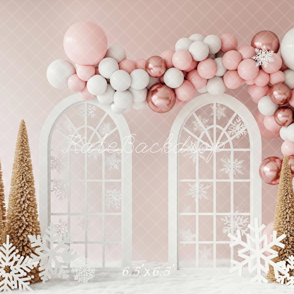 Kate Christmas Pink Balloon Trees Backdrop Designed by Patty Roberts