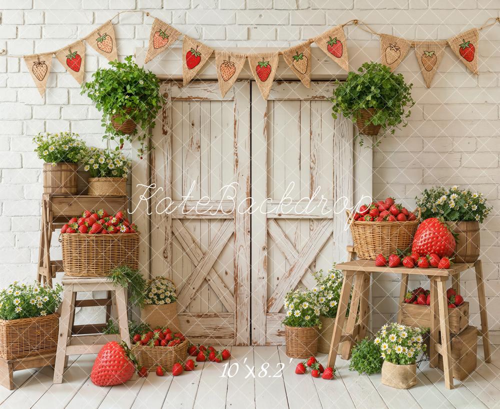 Kate Retro Door Spring Strawberry Backdrop Designed by Emetselch