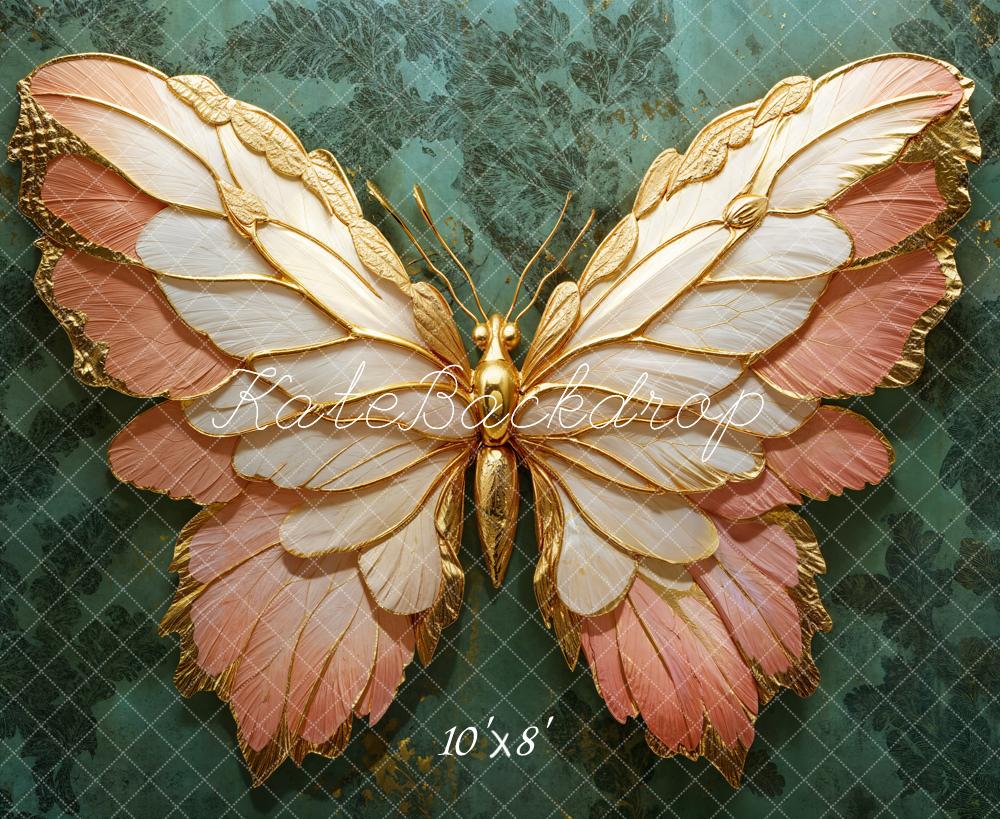 Kate Butterfly Green Damask Backdrop Designed by Emetselch