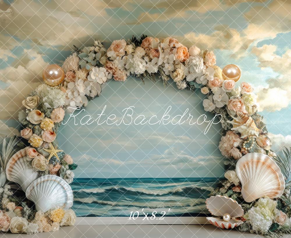 Kate Arch Seashell Beach Waves Backdrop Designed by Mini MakeBelieve - Kate Backdrop AU
