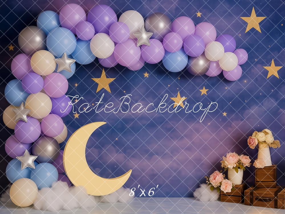 Kate Moon Balloons Stars Clouds Backdrop Designed by Patty Roberts - Kate Backdrop AU