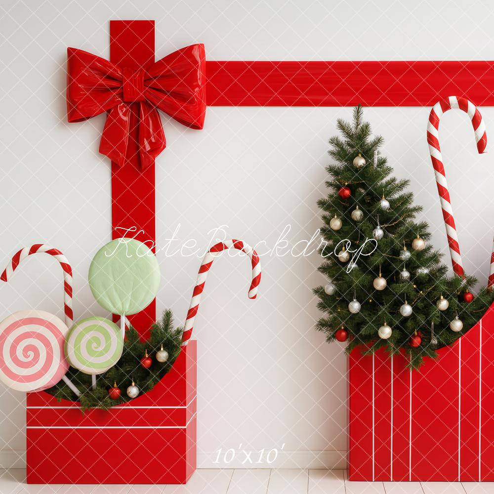 Kate Christmas Gift Lollipops Candy Canes Red Backdrop Designed by Patty Roberts