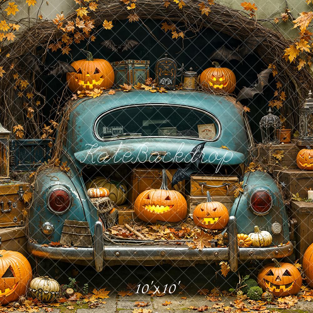 Kate Halloween Vintage Car Pumpkins Backdrop Designed by Emetselch