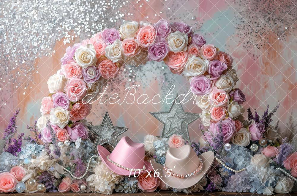 Kate Flower Arch Glitter Hats Backdrop Designed by Mini MakeBelieve - Kate Backdrop AU