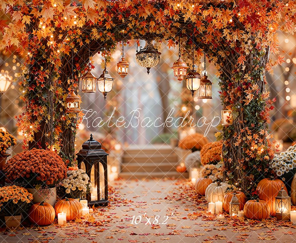 Kate Autumn Arch Pumpkins Lanterns Flowers Backdrop Designed by Emetselch