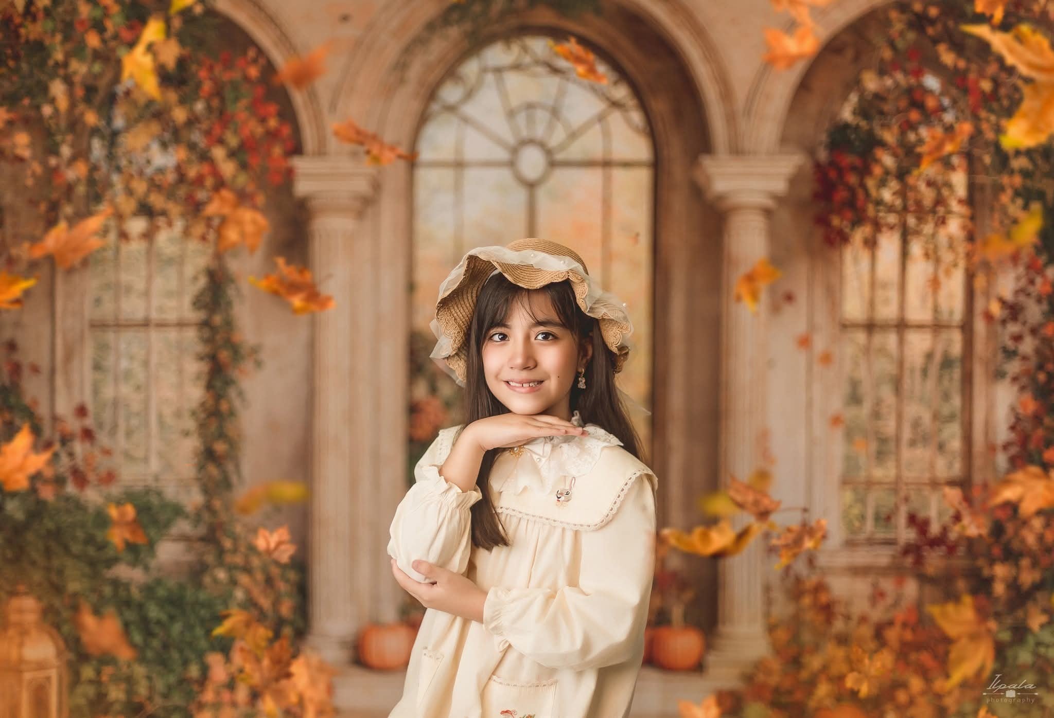 Kate Autumn Pumpkins Ivy Classical Arches Backdrop Designed by Emetselch