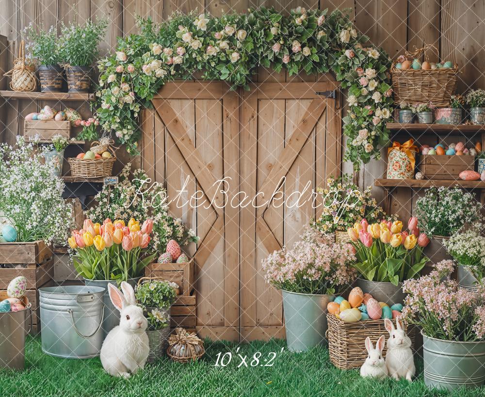 Kate Easter Bunny Wooden Door Backdrop Designed by Emetselch