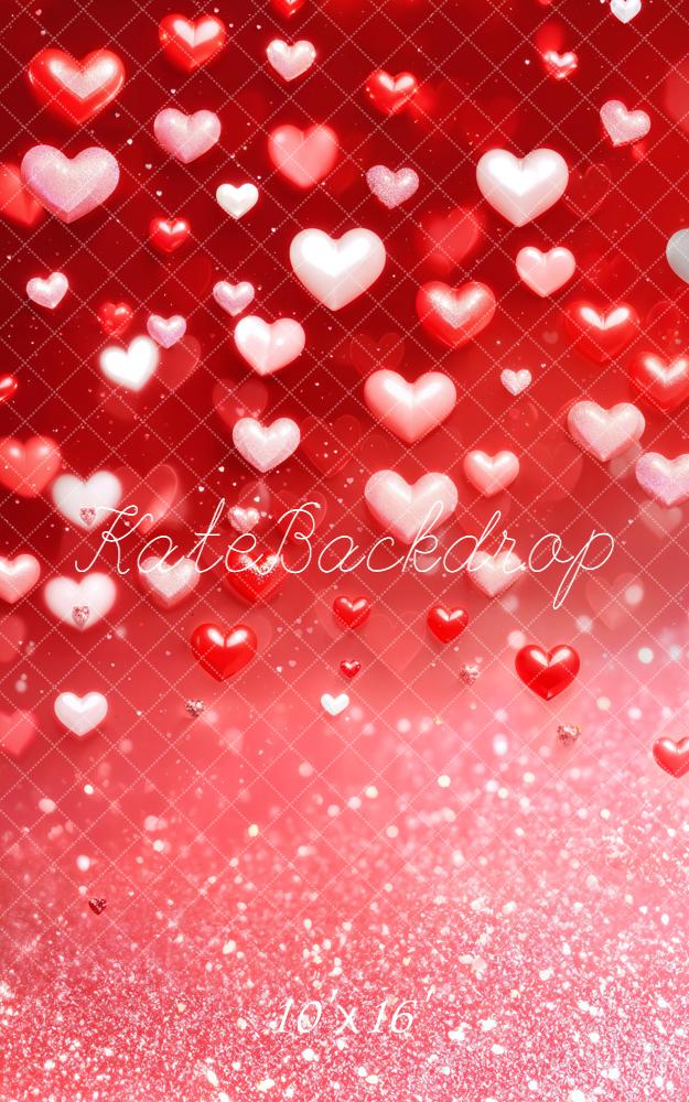Kate Sweep Red Hearts Glitter Bokeh Backdrop Designed by Emetselch