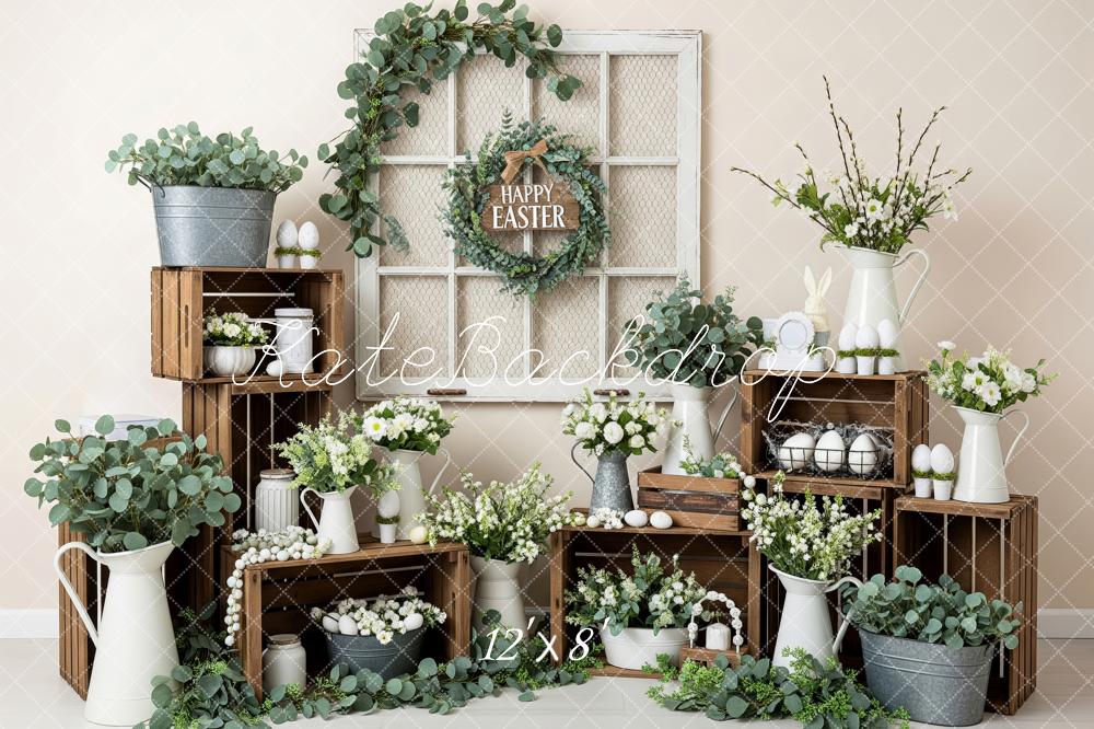 Kate Easter Greenery Wooden Crates Backdrop Designed by Patty Roberts