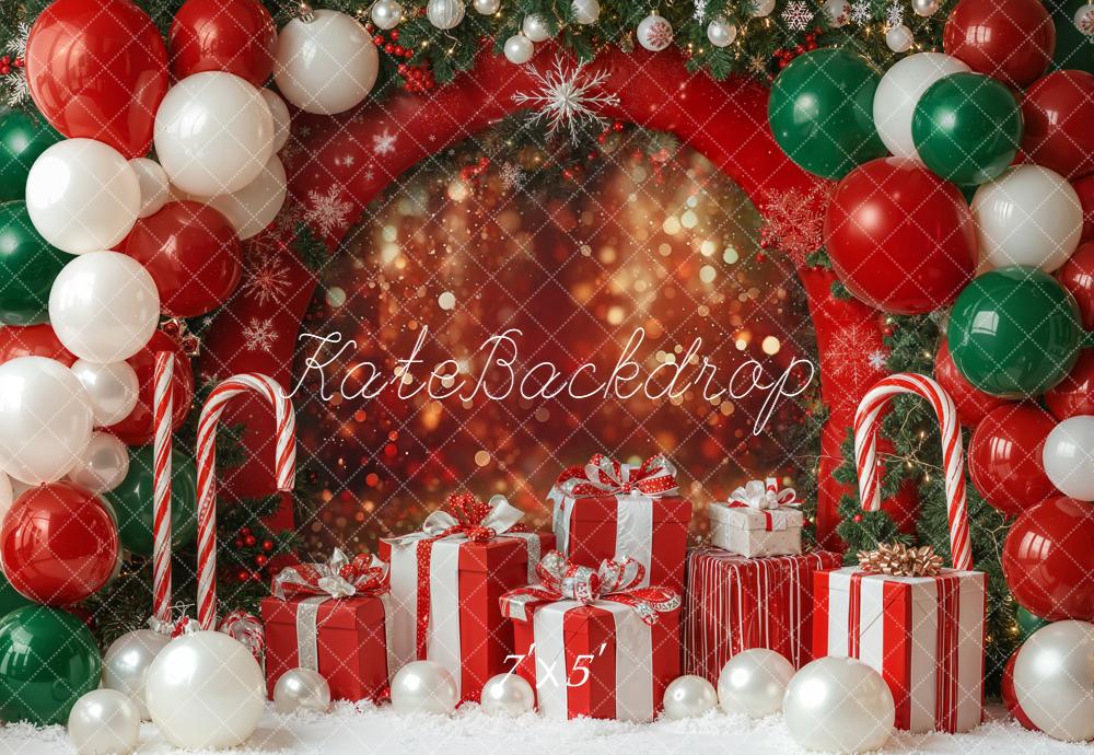 Kate Red Christmas Balloons Presents Backdrop Designed by Emetselch