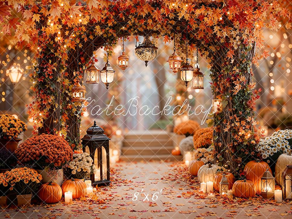 Kate Autumn Arch Pumpkins Lanterns Flowers Backdrop Designed by Emetselch