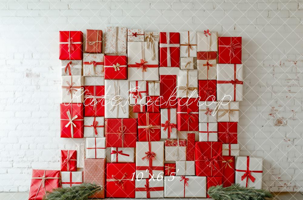 Kate Christmas Presents Brick Wall Backdrop Designed by Patty Roberts - Kate Backdrop AU