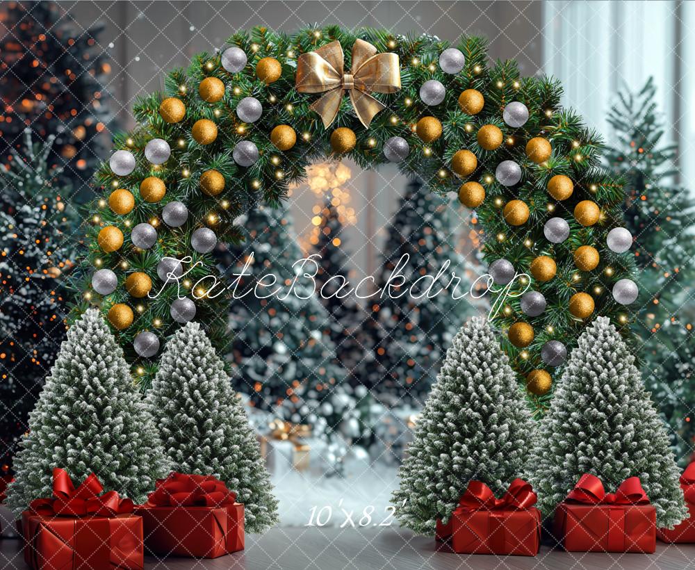 Kate Christmas Trees Arch Snowy Backdrop Designed by Mini MakeBelieve - Kate Backdrop AU