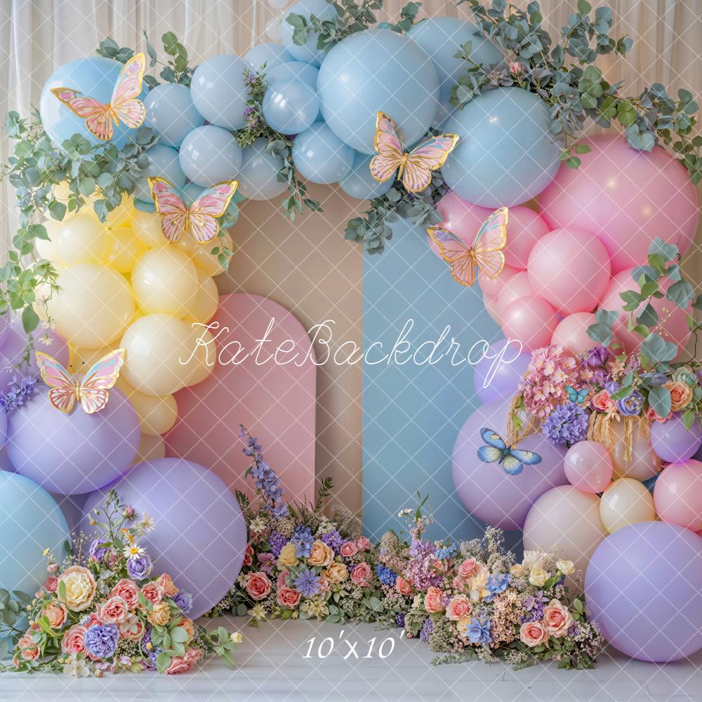 Kate Balloon Arch Butterfly Cake Smash Backdrop Designed by Emetselch