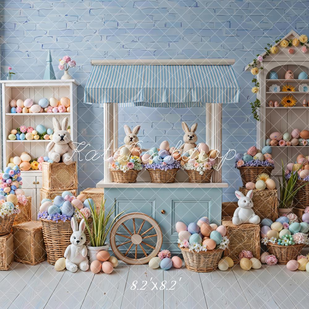Kate Easter Bunny Eggs Blue Backdrop Designed by Emetselch