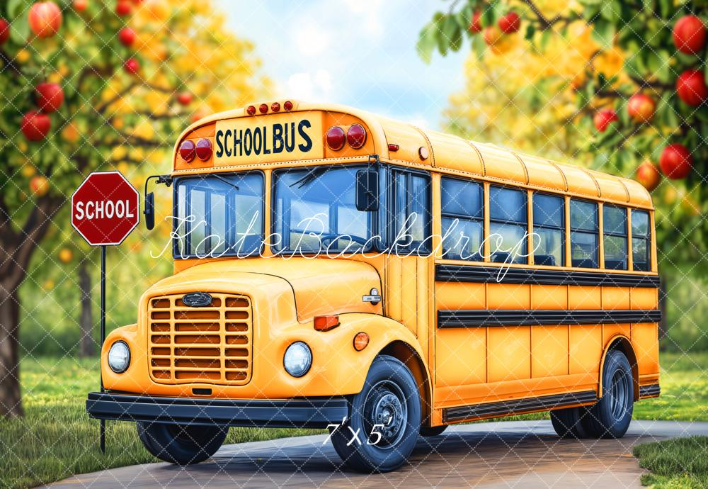 Kate Back To School Bus Apple Trees Backdrop Designed by Emetselch