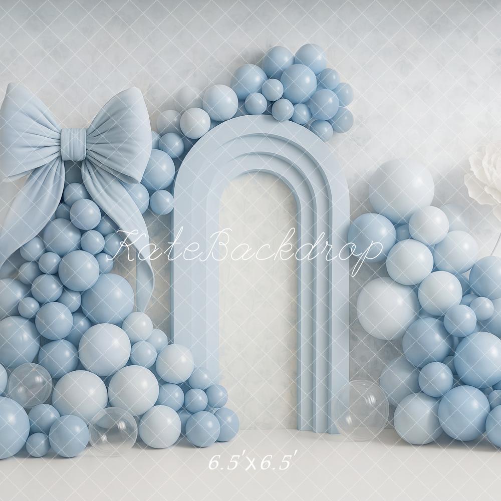 Kate Blue Balloon Arch Bow Backdrop Designed by Ashley Paul - Kate Backdrop AU