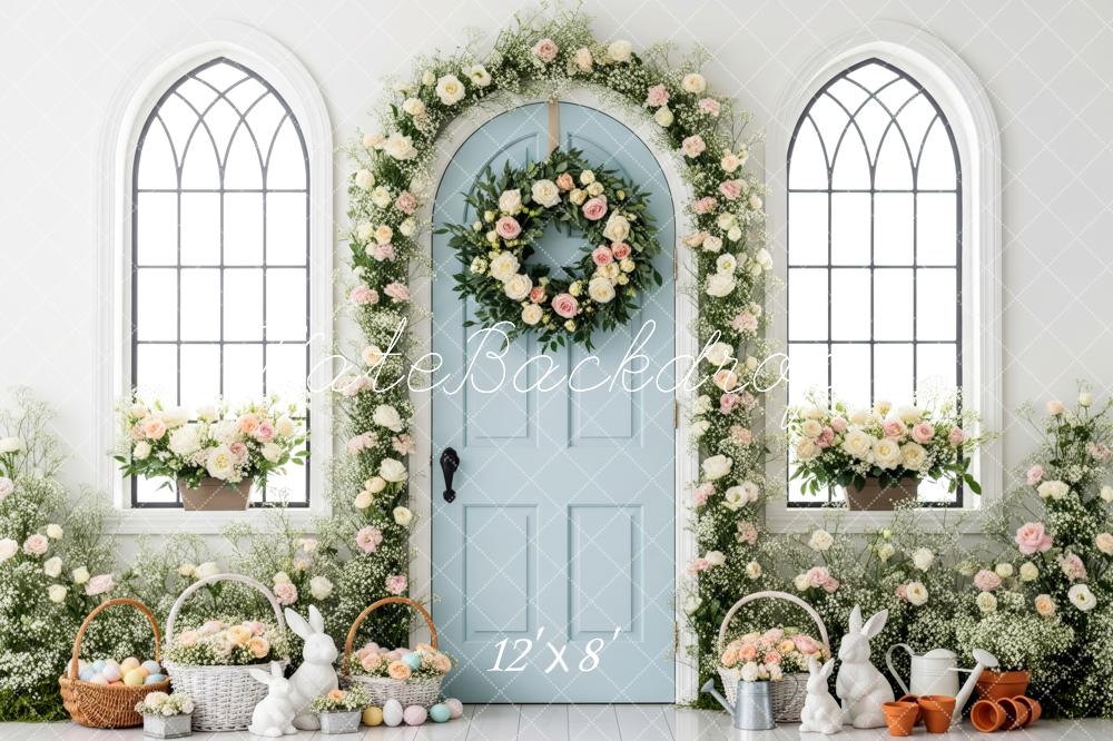 Kate Easter Bunny Flower Arch Door Fleece Backdrop Designed by Patty Roberts