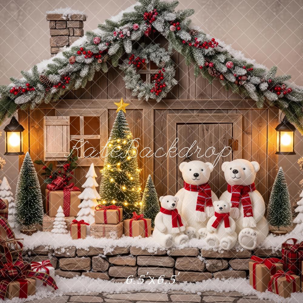Kate Christmas Polar Bears Cabin Backdrop Designed by Patty Roberts